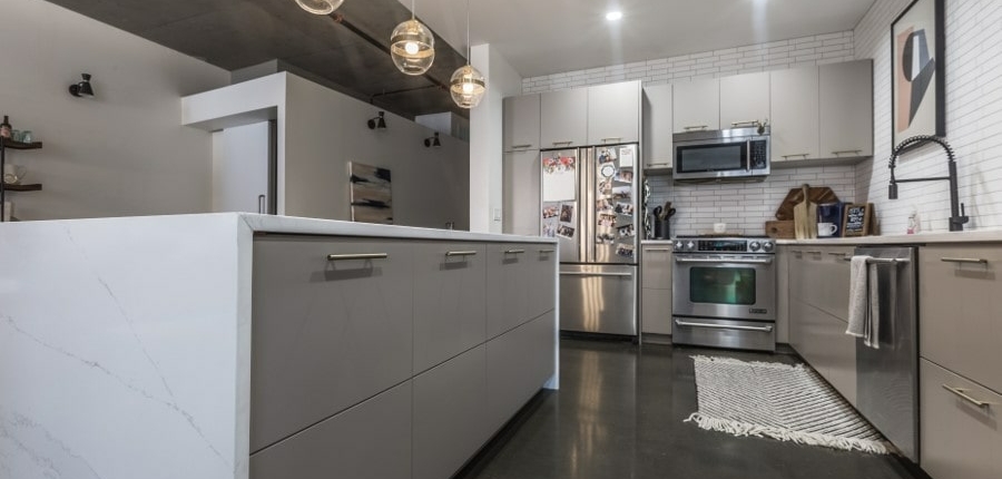 Keener modern eurostyle kitchen cabinets gray