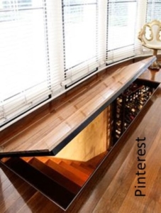 A hidden wine cellar in the floor from a Pinterest user.