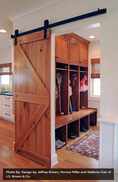 Mudroom with barndoor