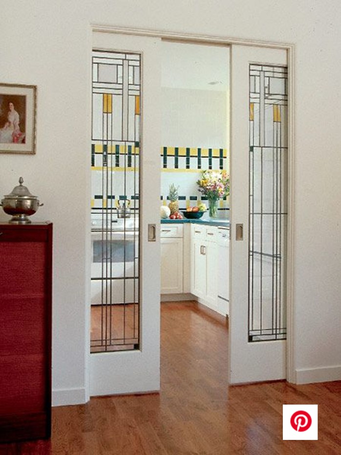 Leaded Glass pocket door craftsman