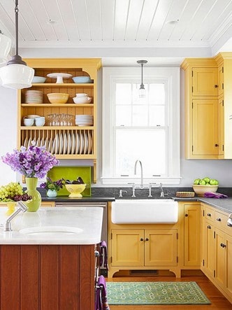 yellow kitchen cabinets