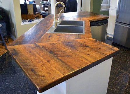 reclaimed barn wood countertop